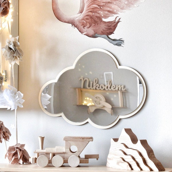 Safe Mirror Acrylic Plywood, for child's room, Babyroom, Cloud, Boho, Shatterproof, Wall decor. Spiegel für ein Kind, Surfing