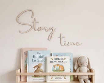 Wooden Story Time sign, Kids reading nook decor, Childrens library wall art, Bookshelf wooden letters, Playroom wall decoration