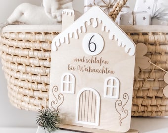 Weihnachts-Countdown Haus Holz, Adventskalender Kinder Wiederverwendbar, Tage bis Weihnachten Deko
