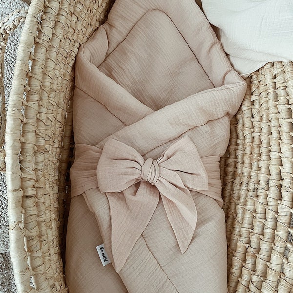 Muslin Baby Swaddle Wrap Blanket, Babyhörnchen Puckdecke, Babydecke, 100% Baumwolle, Kuscheldecke, Geschenk zur Geburt, Baby Gift, Pucksack