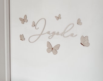 Personalized Wooden Baby Name Sign with Butterflies, Nursery Wall Art Decor, Custom Name Baby room decoration