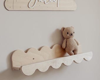 Dekoregal Welle für das Kinderzimmer, Holz-Bücherregal, Leseecke Deko, Babyzimmer Wanddeko, Montessori Regal