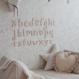 Alfabeto en la varita, decoración de pared, calcomanías para varitas, letras, decoración de habitación de bebé de madera, guardería, habitación de jardín de infantes, habitación de bebé, habitación de niño pequeño