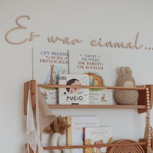 Holzschriftzug Es war einmal, Kinderzimmer Wanddeko, Babyzimmer Schriftzug, Regal Deko Märchen, Wandschriftzug