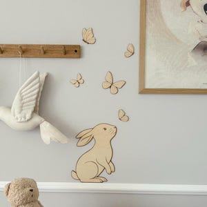 Hase mit Schmetterlingen, Babyzimmer Wanddeko, Schmetterlinge, Wall Decoration, Bunny with butterflies, Nursery Wall Art, Kinderzimmer