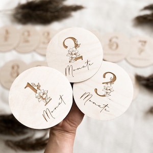 Mein erstes Jahr, Meilensteinkarten Baby, tarjetas de hitos de madera, 12 Babymeilensteinkarten, Baby-Geschenk