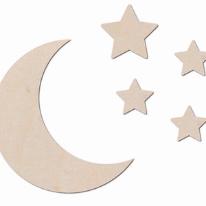 Moon and stars set, plywood wall decoration, child's room decor, baby room, nursery image 1