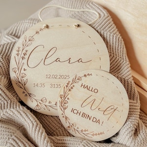 Personalisiertes Namensschild mit Geburtsdaten aus Holz, Geschenk zur Geburt, Taufe, Nursery Wall Art, Baby gift, Babyzimmer Deko