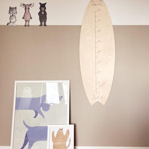 Höhenmessung hölzern Surfbrett, Surfboard, mit Namen personalisiert, Kidsroom, Kinderzimmer, Growth chart with name, Stay wild ocean child image 6