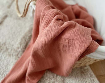 Muslin Baby Blanket, Rouge Pink, Organic Cotton, Babydecke, 100% Baumwolle, Kuscheldecke, Geschenk zur Geburt, Baby Gift, Stroller