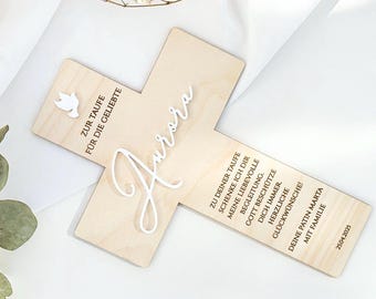 Kreuz Geschenk mit Name zur Taufe Taufspruch personalisiertes Taufkreuz Taufgeschenk mit Name und Datum aus Holz