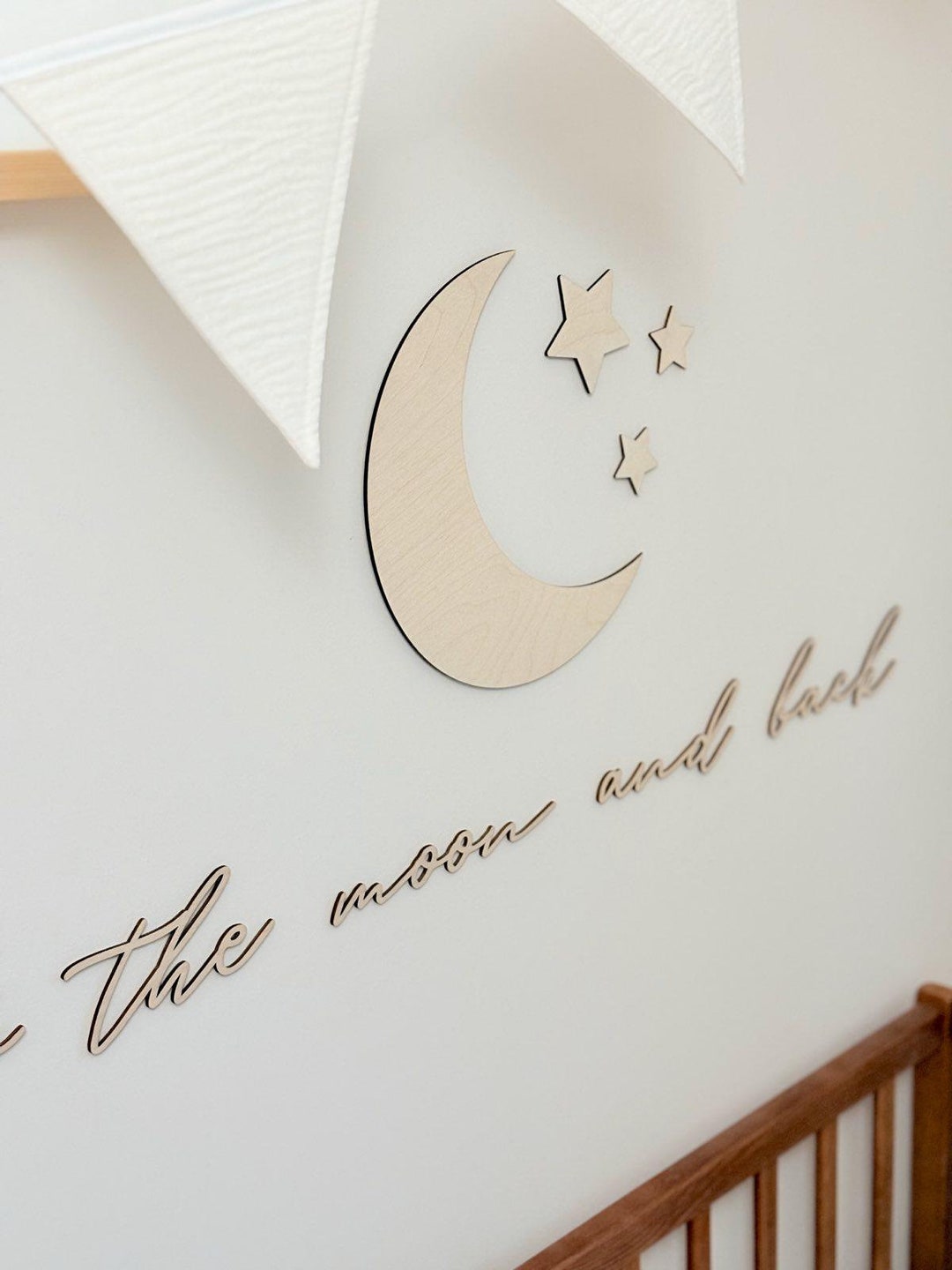 Moon and Stars Set, Plywood Wall Decoration, Child's Room Decor, Baby ...