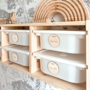 Wooden labels for TROFAST drawers, Personalized, Your own text, Round Wooden Tag Toy Labels playroom,