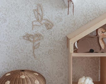 Kolibri mit Blume, Hummingbird with Flower, Wall Decoration, Wanddekko, Babyzimmer Deko aus Holz, Nursery, Kinderzimmer, Baby room
