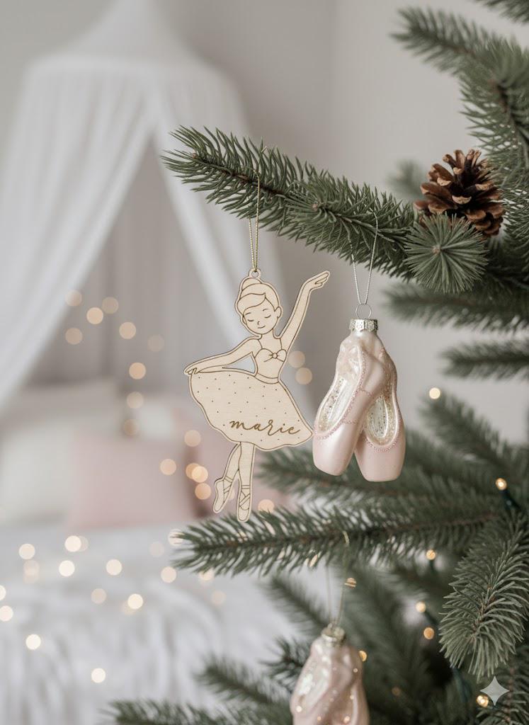 Ciondolo Natalizio A Forma Di Ballerina 2D Scintillante - Ornamento Per Albero Di Natale, 9x6 Cm, Acrilico