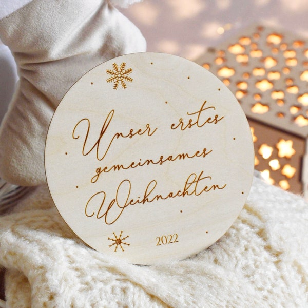 Unsere erste gemeinsamen Weihnachten, milestone, baby sign, meilenstein, Holz Meilensteinkarten, Christmas