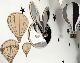 Safe Mirror Acrylic Plywood, for child's room, Babyroom, Bunny / Rabbit Shape, Shatterproof, Wall decor. Spiegel für ein Kind