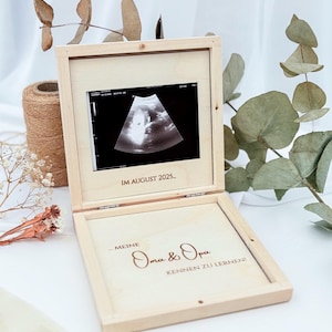 Du wirst Oma, Opa Holzbox mit Ultraschall-Fotorahmen | Comercio de Schwangerschaft | Los padres serán | Verificación del bebé