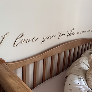 I love you to the moon and back, Wall Decoration, Wanddekko, Schriftzug, Babyzimmer Deko aus Holz, Nursery, Kinderzimmer, Baby room