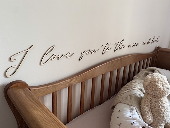 I love you to the moon and back, Wall Decoration, Wanddekko, Schriftzug, Babyzimmer Deko aus Holz, Nursery, Kinderzimmer, Baby room