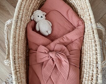 Musselin Baby Swaddle Wrap Blanket, Babyhörnchen Puckdecke, Babydecke, 100% Baumwolle, Kuscheldecke, Geschenk zur Geburt, Baby Gift, Pucksack