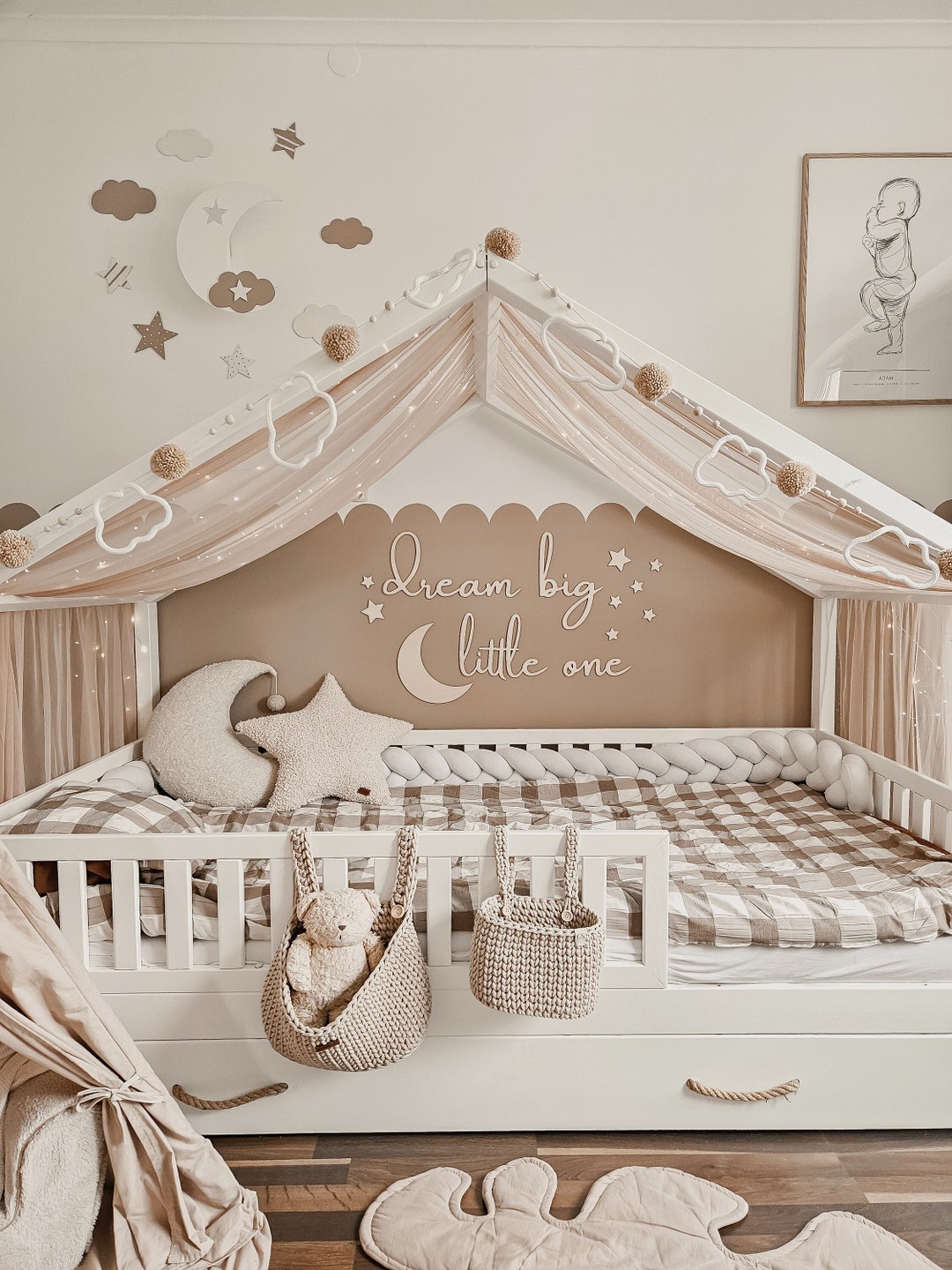 Dream Big Little One, Wall Decoration, Nursery Decor, Moon and Stars ...