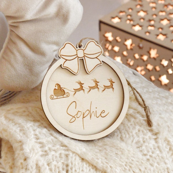Personalisierter Weihnachtsbaum with Name, Weihnachtskugel aus Holz , Christbaumschmuck, Personalized CHRISTMAS pendants in wood with name