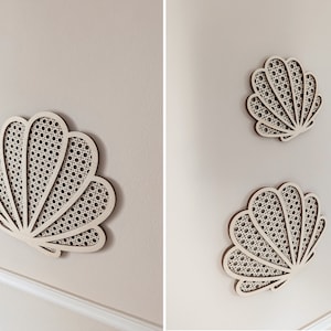 Set of 3 rattan seashells, wall decor, nursery, surfing, Rattan-Muscheln, Wanddeko, Kinderzimmer, Boho decoration, childroom