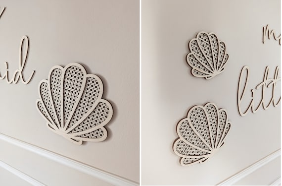 Set of 3 rattan seashells, wall decor, nursery, surfing, Rattan-Muscheln, Wanddeko, Kinderzimmer, Boho decoration, childroom