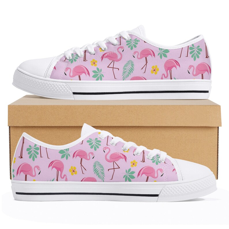 Flamingo Blue Floral Low Top Shoes