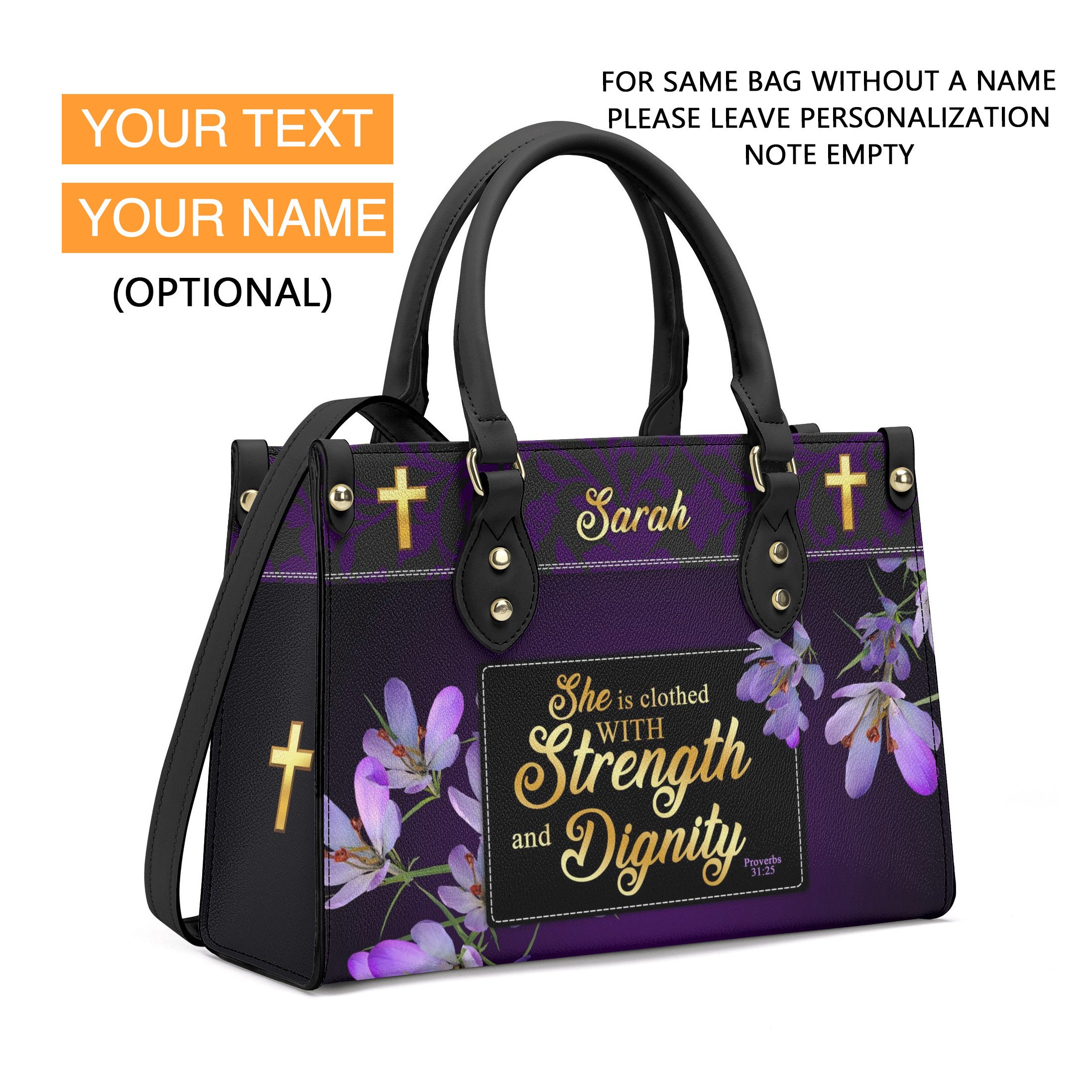 Personalized Leather Bag Custom Name Handbag Christian Bag Bible Verses