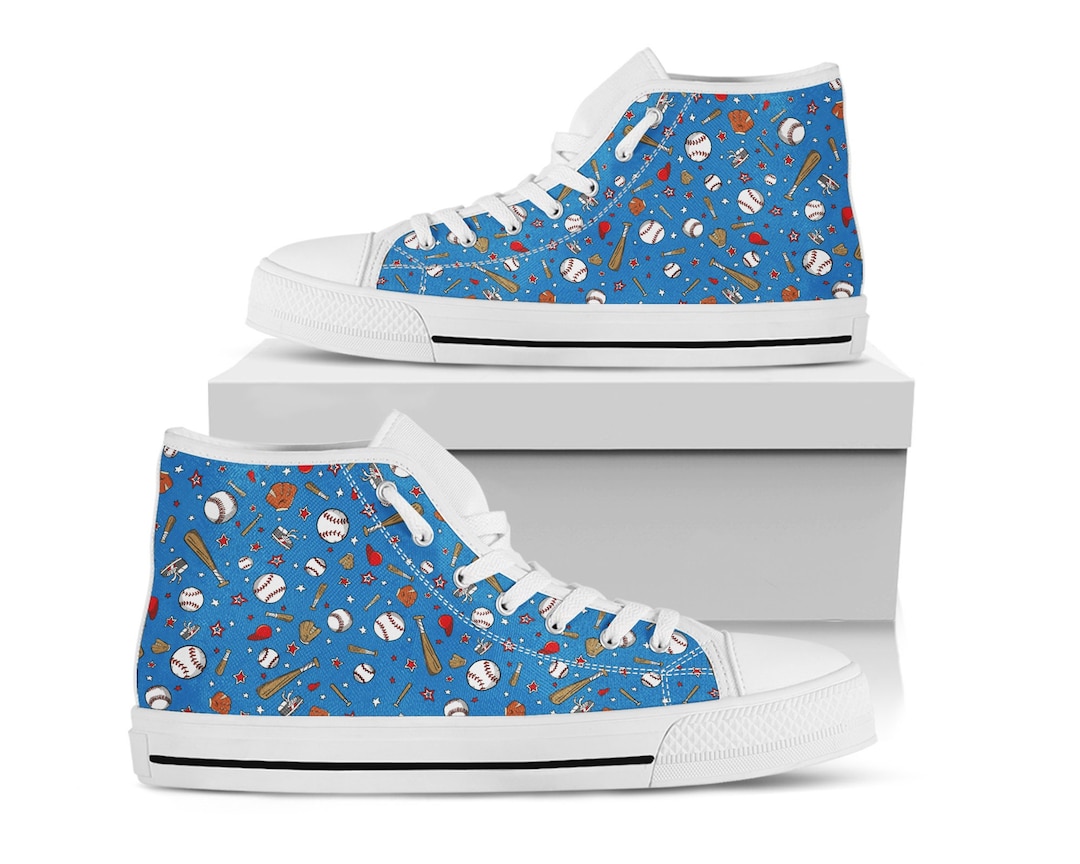 Blue Baseball Shoes Custom Name Sneakers Baseball Shoes Baseball Print