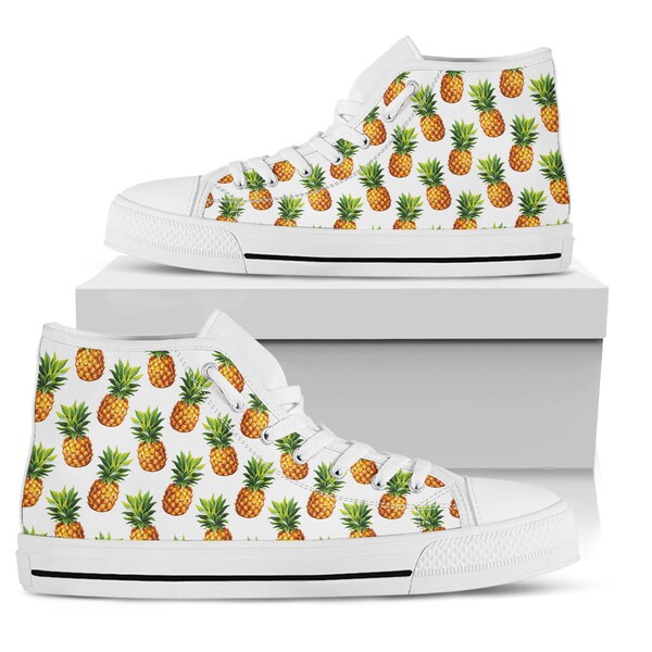 Tropical Palm Leaf Pineapple Print Women's Sneakers
