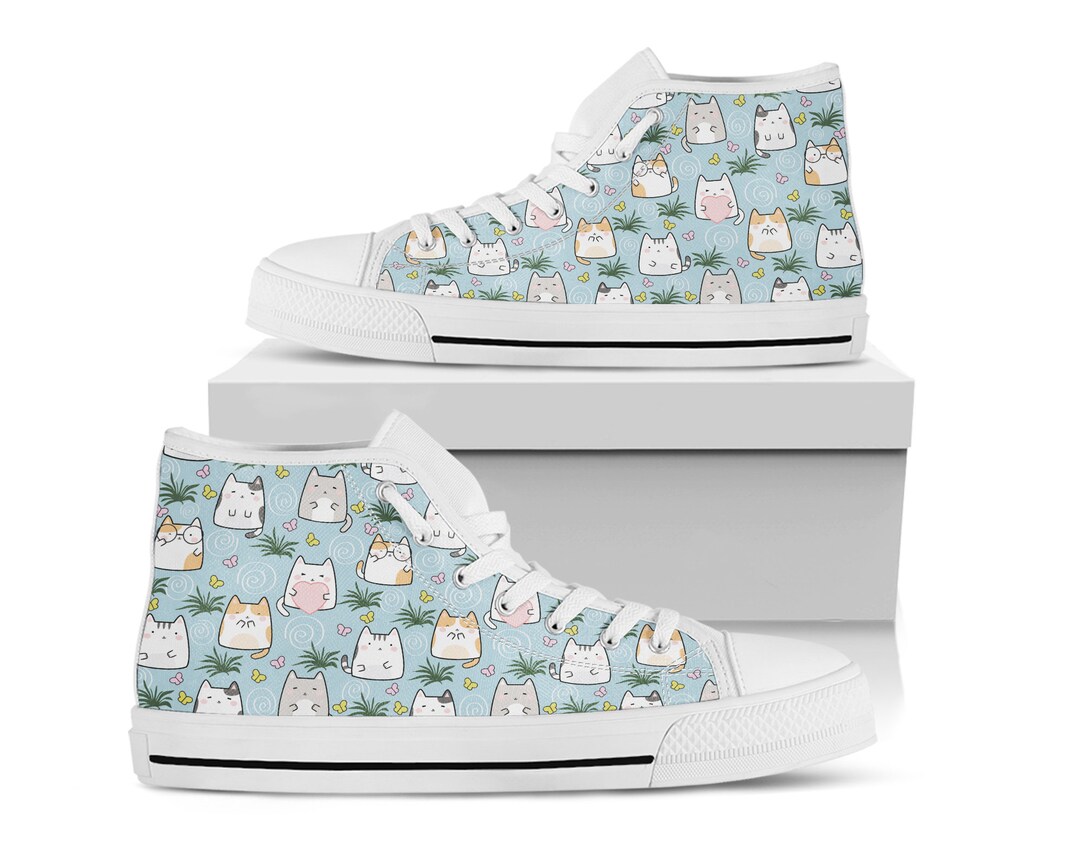 Cutest Cat Shoes Custom Name Sneakers Cat Shoes Cat Print Shoes for
