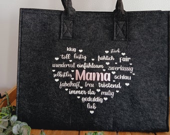 Filz Tasche für Mama - Stilvolle Tragetasche mit liebevollen Worten