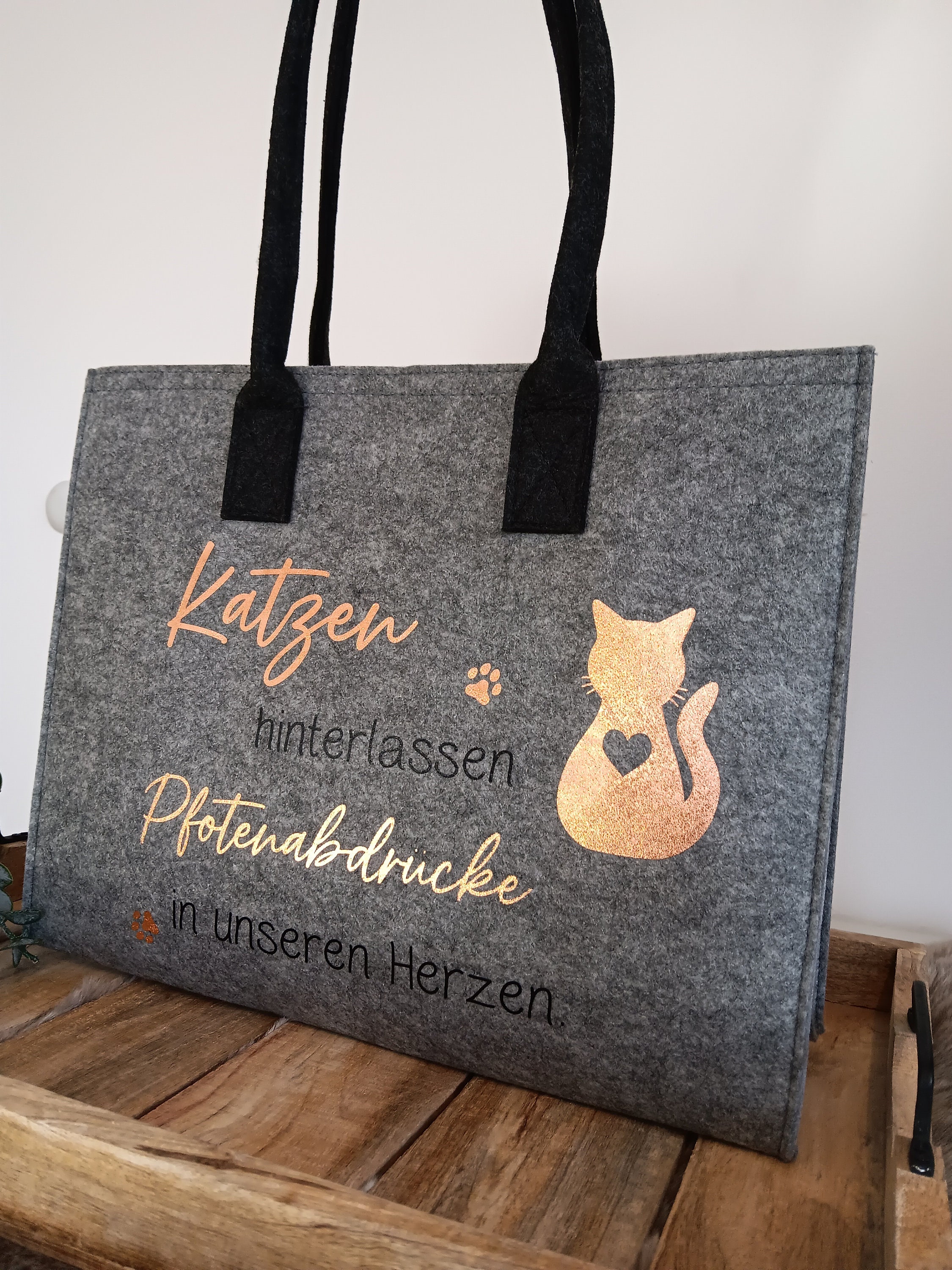 filztasche mit katzenmotiv