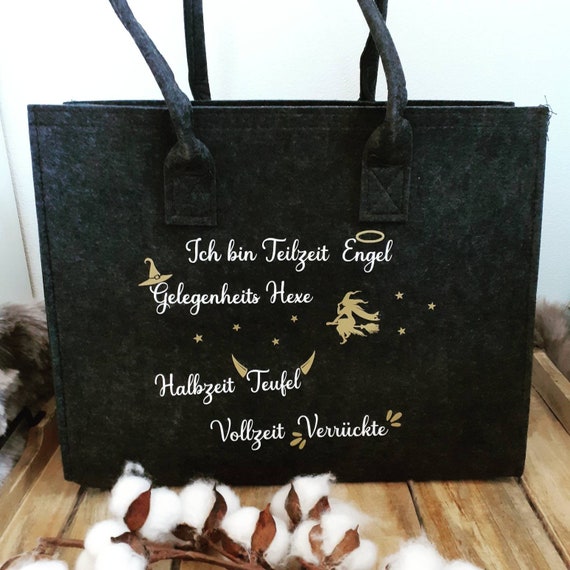 Filz Tasche mit lustigem Spruch Filztasche mit Hexen Spruch