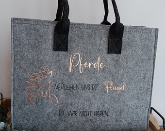 Pferdetasche | Tasche mit Pferde Spruch | Tasche mit Pferde Motiv | Tasche für Pferdeliebhaber | Geschenk für Pferdemädchen