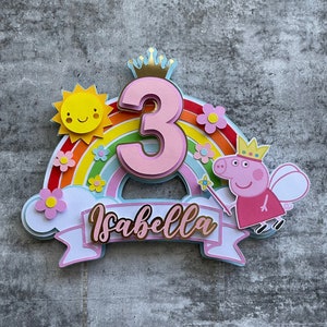 Rainbow Cake Topper | Custom Cake Topper | Fairy Cake Topper | Peppa Pig Cake Topper | Personalised Party Decor