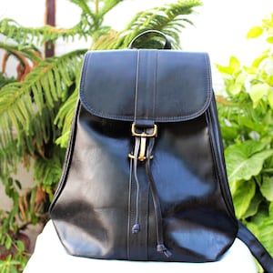 Handcrafted Black Leather Backpack Purse: Vintage Distressed Full Grain