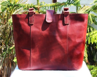 Leather Tote, Leather Shoulder Tote, Slouchy Bag, Diaper Bag,Large Tote, Grocery Bag, Birthday Gift for Her