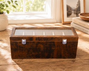 Sunset Tan Distressed Brown Leather Belt Box with Suede Lining