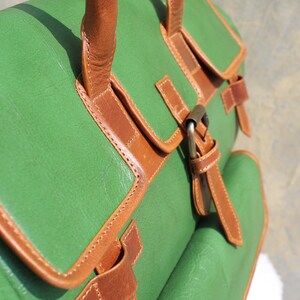 Green Leather Weekend Bag, Stylish Travel Bag bild 5