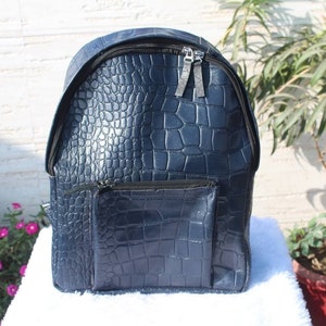 croc embossed mini backpack Vivienne Westwood Max Small embossed cow leather black link shoulder straps Tory Burch croc embossed liberty