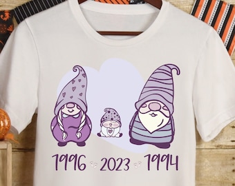 Annonce de Grossesse T-shirt Couple Personnalisé, Future Maman, Future Naissance Bébé Cousine Tatie Illustration Famille Gnomes, France