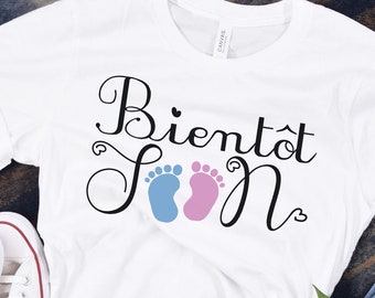 T shirt "Bientôt Maman" Annonce Naissance Enceinte Idée Cadeau Annonce Grossesse et Naissance Bébé Future Maman FRANCE