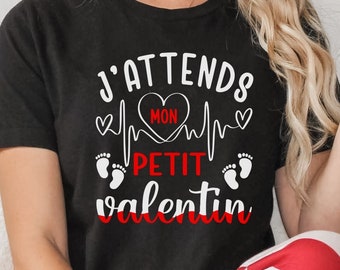 Annonce de Grossesse - T-Shirt Saint-Valentin Future Maman Cadeau Femme St Valentin. Idée Cadeau Couple Femme Enceinte Personnalisé