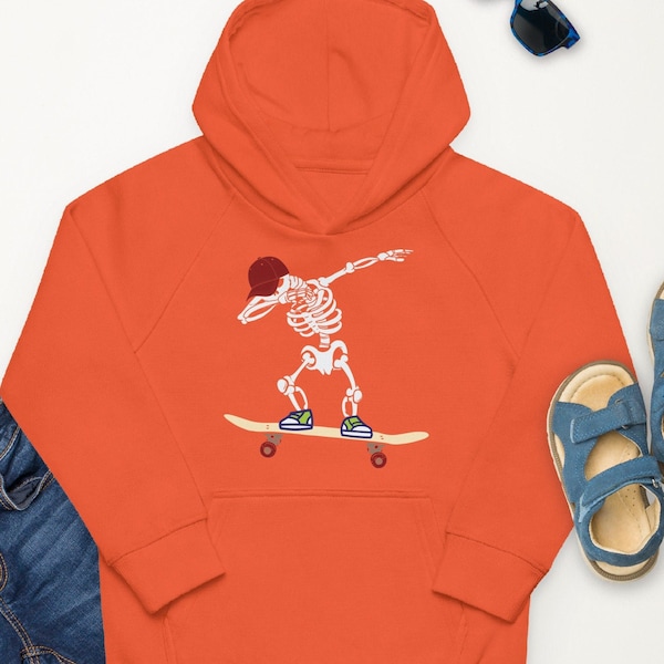 Sweat à Capuche Écologique Enfants Cadeau Halloween Squelette Dance Dab Dabbing Skateboard