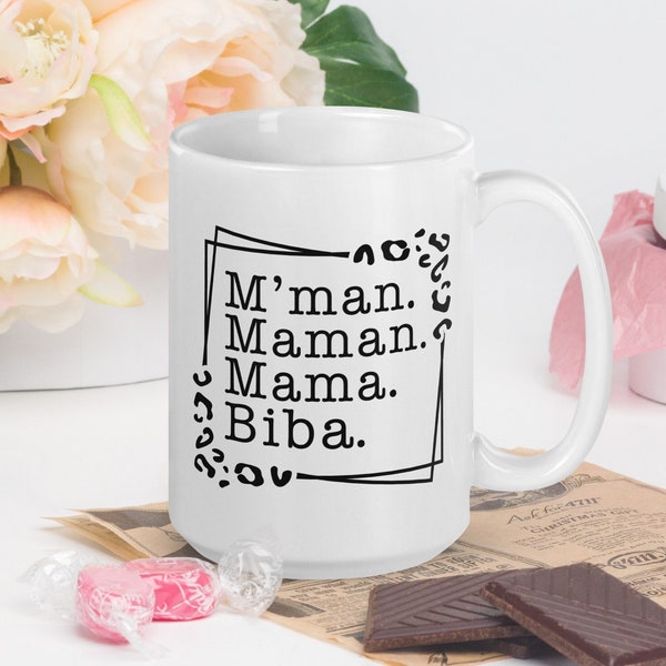 Mug Personnalisé - Fête des Mères. Cadeau Fete des Mamans. Bonne Fête Maman. Tasse Mug Blanc Brillant