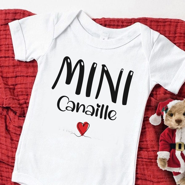 Body Bodie Annonce de Grossesse "Mini Canaille" Cadeau Personnalisé pour Bébé à Noël Future Maman Futur Papa